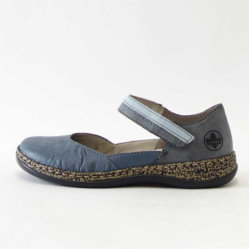 【SALE 20%OFF】 rieker リーカー 46336 12 ブルー (レディース) クッション性の良いお洒落ストラップシューズ フラットシューズ 「靴」