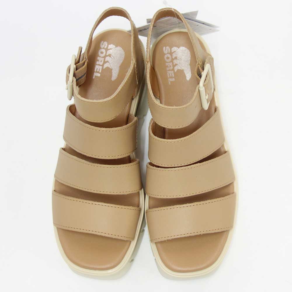 【SALE 30%OFF】 ソレル SOREL NL 4676(レディース) ジョアニー 3 アンクルストラップ:Honest Beige / Chalk (247) 天然皮革 アンクルストラップ ウェッジサンダル「靴」