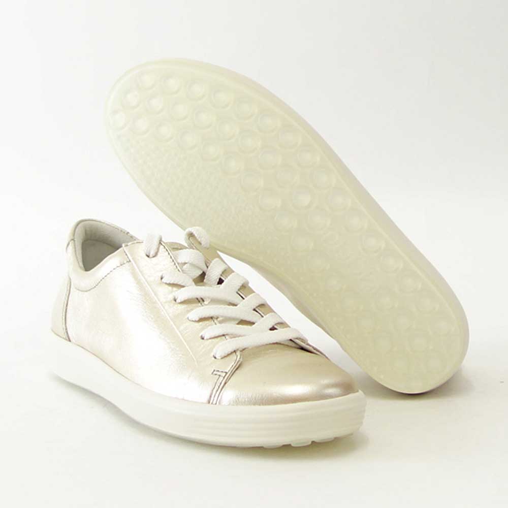 エコー ECCO SOFT 7 W ゴールド 47030301688 (レディース)快適な履き心地のレザースニーカー レースアップ ウォーキングシューズ 旅行「靴」