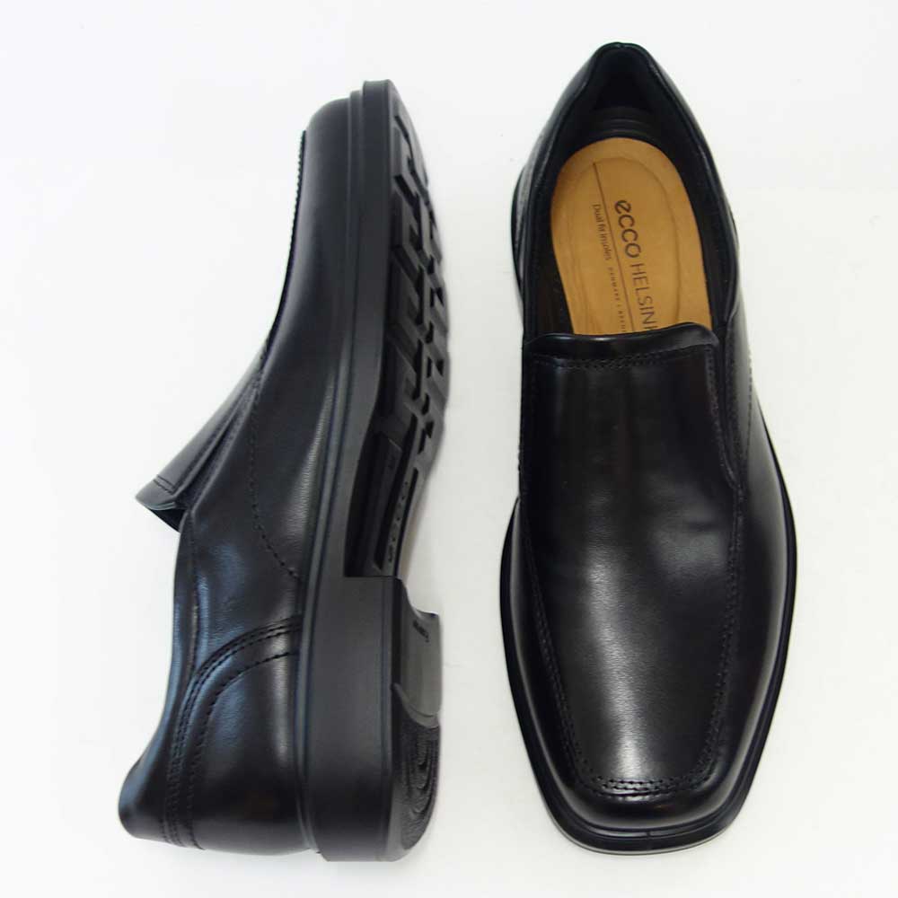 エコー ECCO HELSINKI 2 MEN'S SLIP-ON 500154 01001 ブラック(メンズ)上質レザーのビジネスシューズ スリッポン スクエアトゥ「靴」