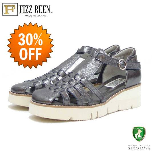 【SALE 30%OFF】 フィズリーン FIZZ REEN  505 ガンメタ(レディース シューズ) 快適 EEE 4.5cmウェッジヒール  グルカ パンプス(日本製)「靴」