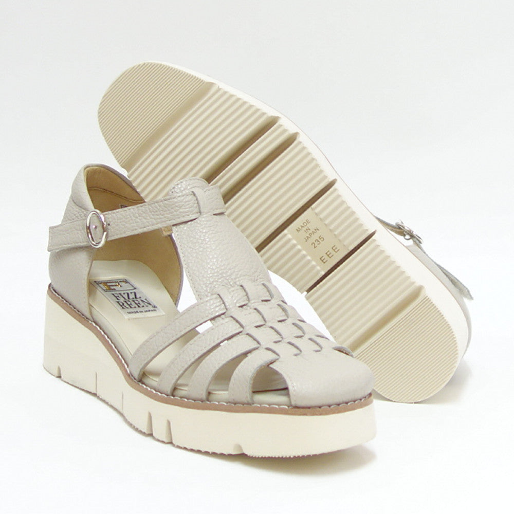 【SALE 30%OFF】 フィズリーン FIZZ REEN 505 グレージュ(レディース シューズ) 快適 EEE 4.5cmウェッジヒール グルカ パンプス(日本製)「靴」
