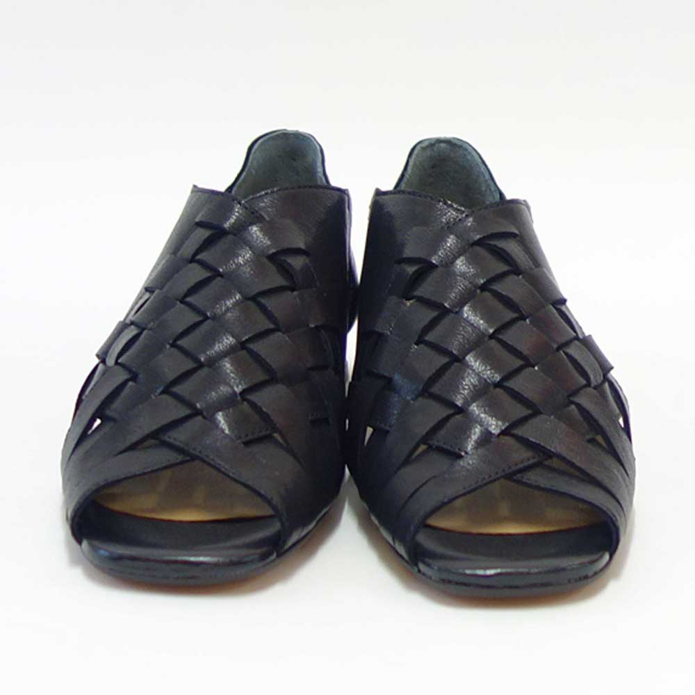 【SALE 20%OFF】 SAYA(サヤ) 51142 ブラック 天然皮革 メッシュサンダル 甲深 スリッポン パンプス 日本製「靴」