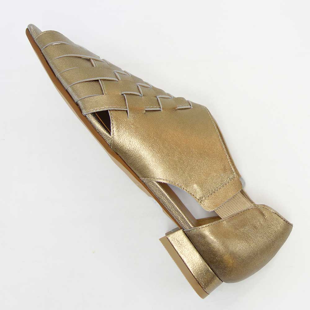 【SALE 20%OFF】 SAYA(サヤ) 51142 ブロンズ 天然皮革 メッシュサンダル 甲深 スリッポン パンプス 日本製「靴」