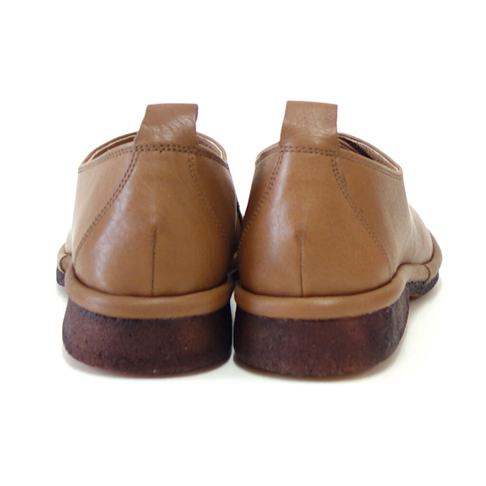 SAYA(サヤ)51203グレージュ天然皮革プラット製法シューズフラットクレープソール丸トゥ「靴」