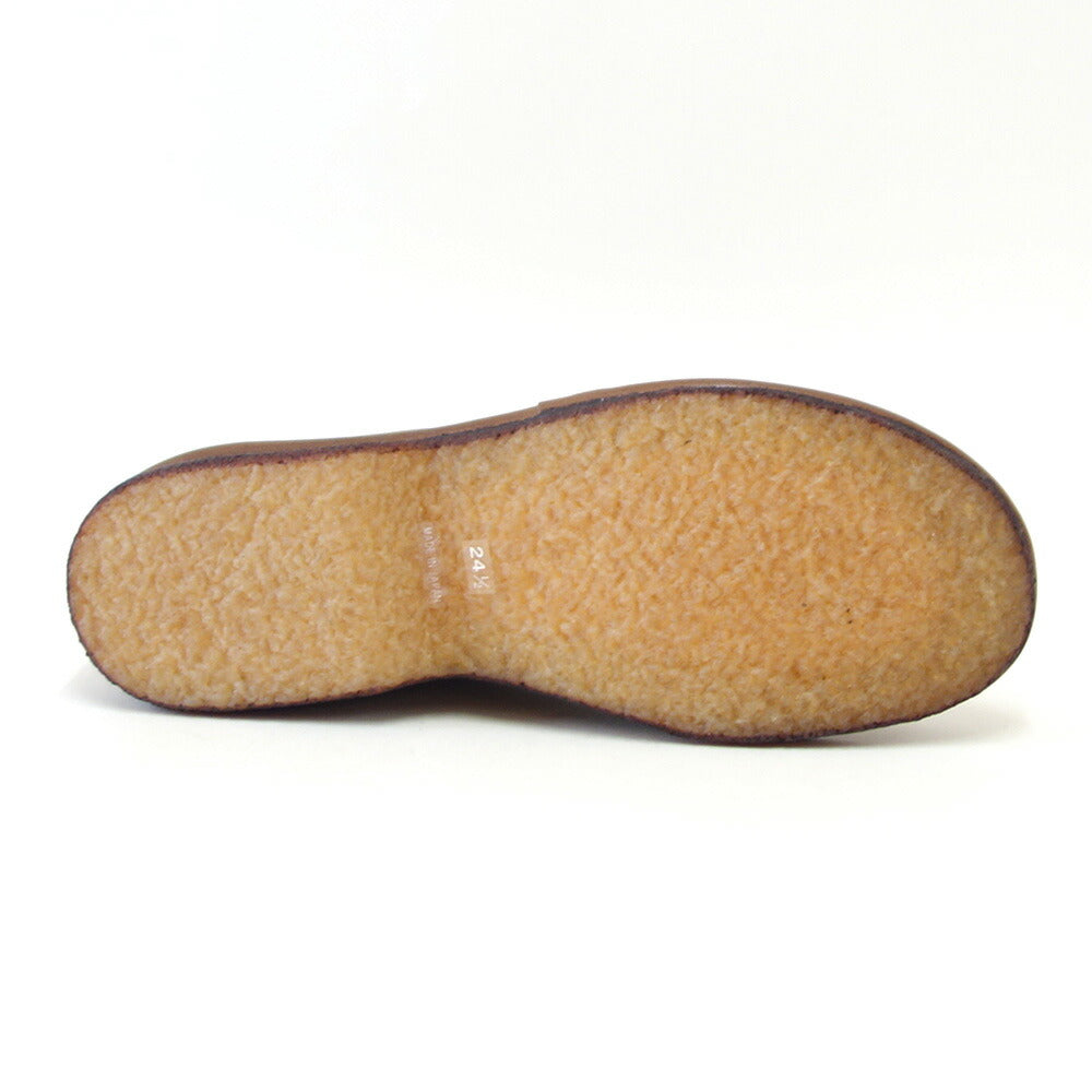 SAYA(サヤ)51203グレージュ天然皮革プラット製法シューズフラットクレープソール丸トゥ「靴」