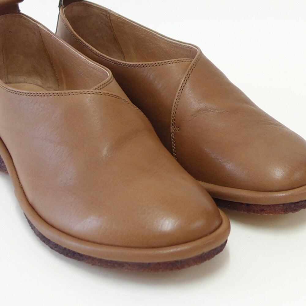 SAYA(サヤ)51203グレージュ天然皮革プラット製法シューズフラットクレープソール丸トゥ「靴」