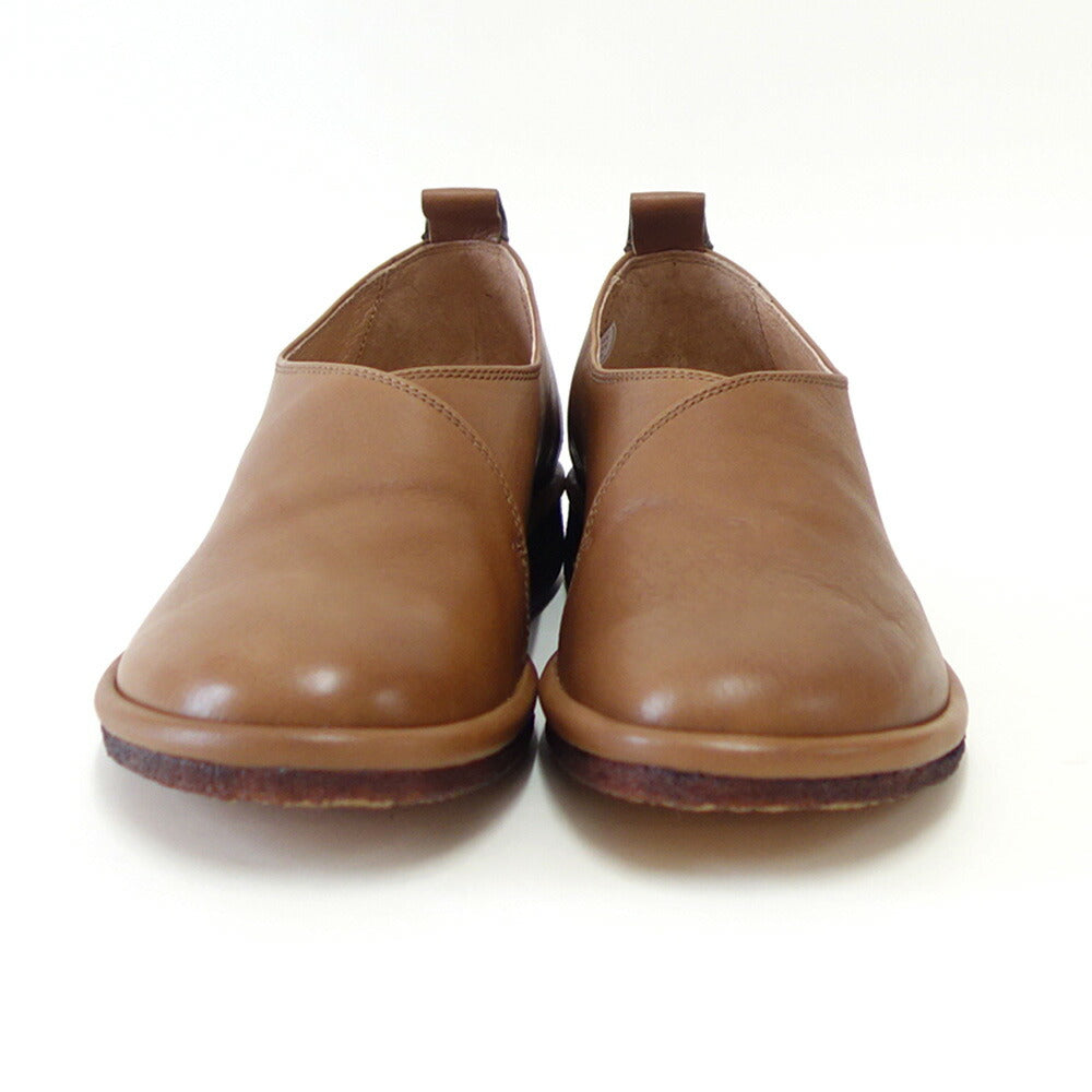 SAYA(サヤ)51203グレージュ天然皮革プラット製法シューズフラットクレープソール丸トゥ「靴」