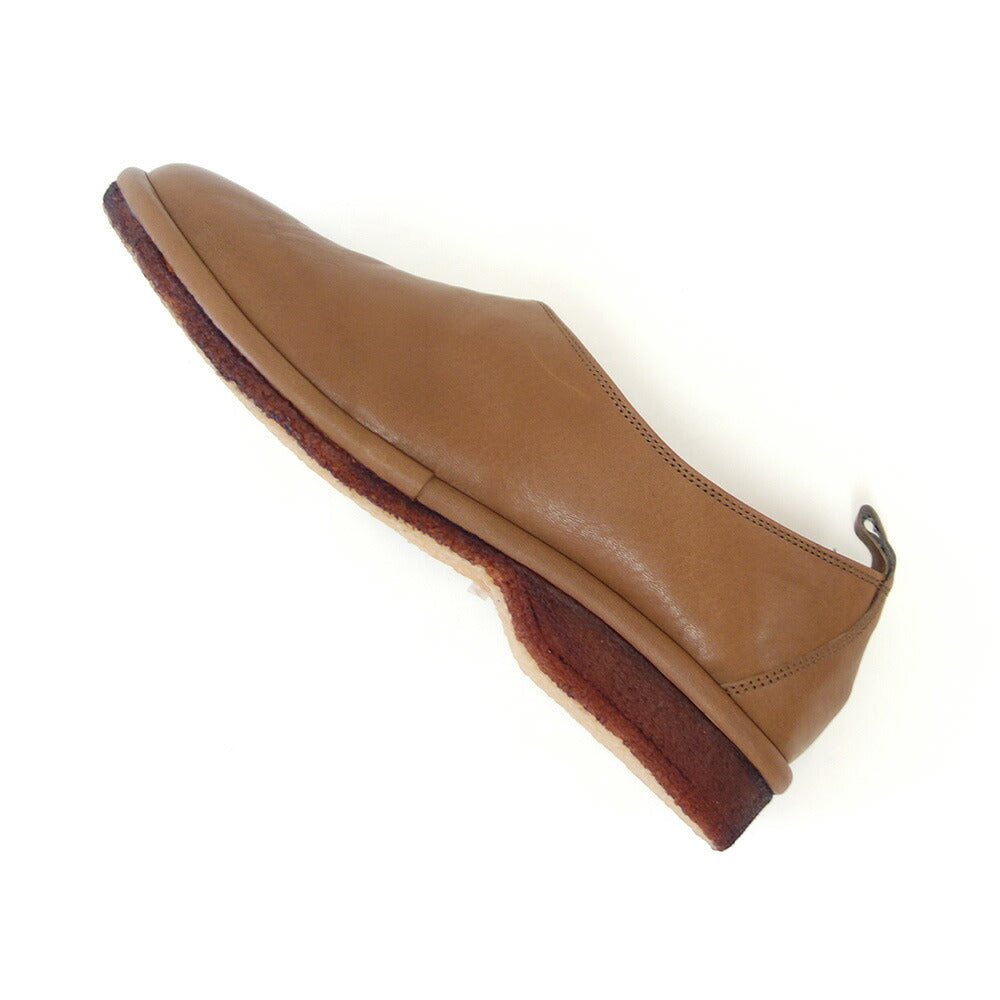 SAYA(サヤ)51203グレージュ天然皮革プラット製法シューズフラットクレープソール丸トゥ「靴」