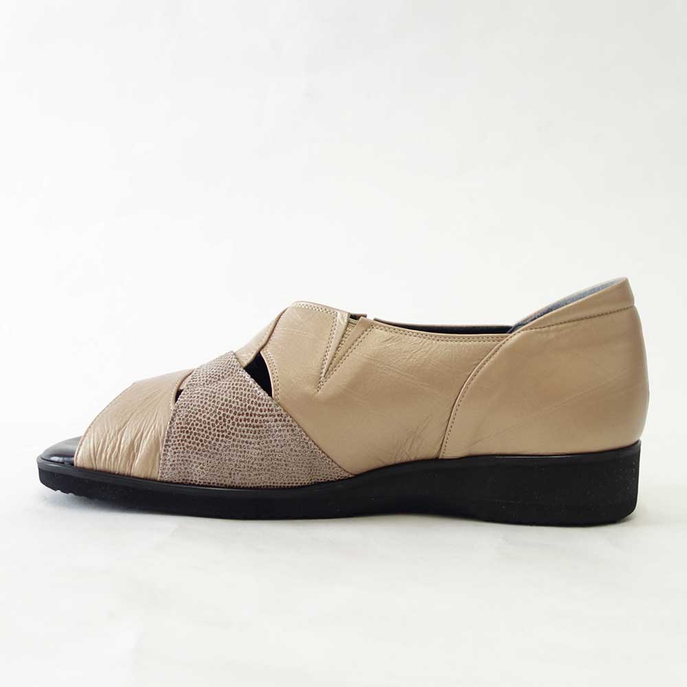 【SALE 40%OFF】 フィズリーン FIZZ REEN 5146 シャンパン(レディース) EEEE幅 フラットヒール オープントゥ スリッポン(日本製)「靴」