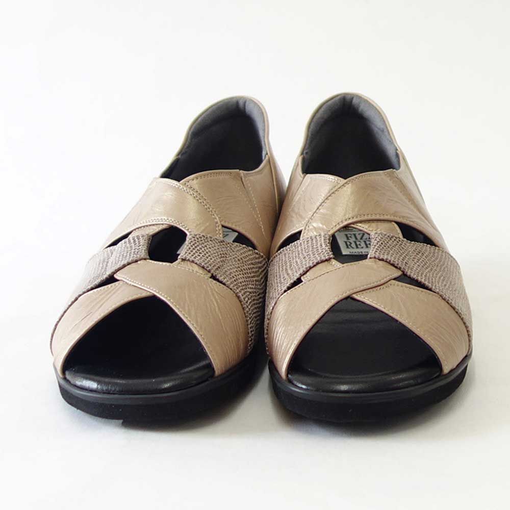 【SALE 40%OFF】 フィズリーン FIZZ REEN 5146 シャンパン(レディース) EEEE幅 フラットヒール オープントゥ スリッポン(日本製)「靴」