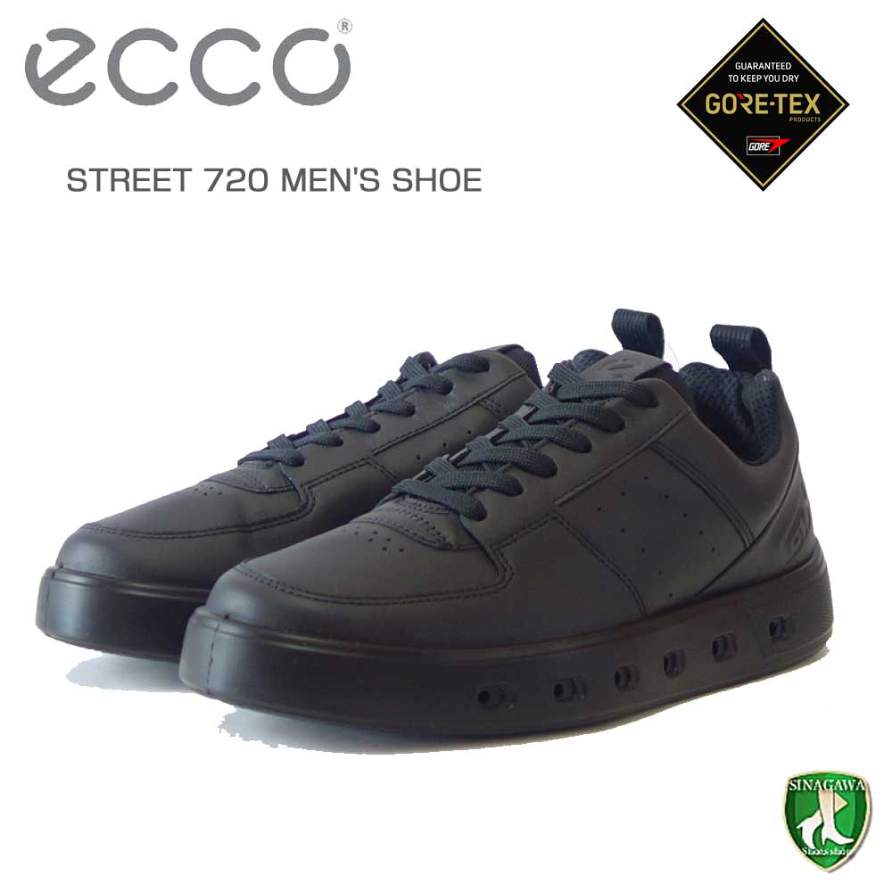 エコー ECCO STREET 720 MEN'S SHOE ブラック 520814 01001(メンズ)ゴアテックス内蔵 天然皮革 ウォーキング シューズ コンフォート レザースニーカー 旅行 「靴」