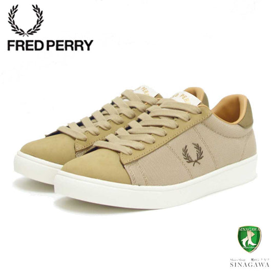 FRED PERRY フレッドペリー  B 5308 363(ユニセックス)SPENCER MESH / NUBUCK (スペンサー メッシュ/ヌバック) カラー:Warm Stone 天然皮革のローカットスニーカー  「靴」