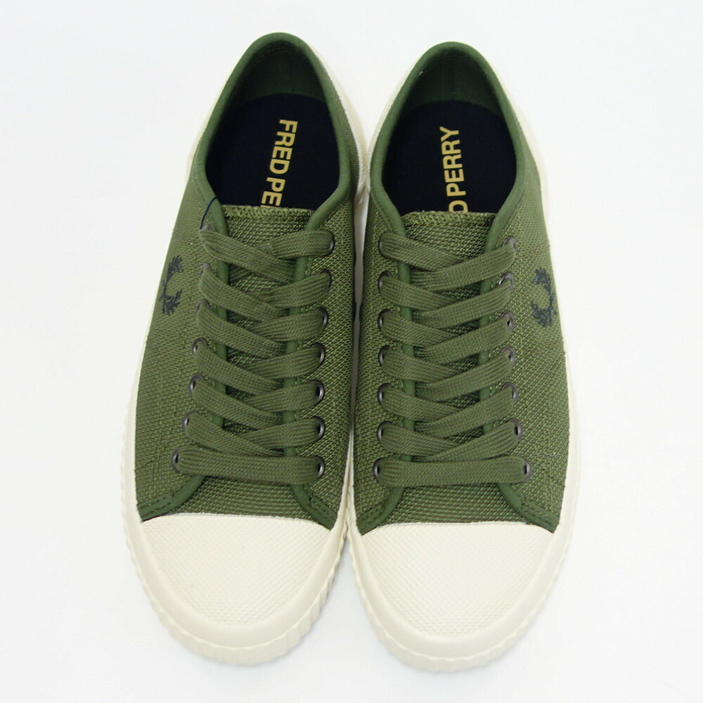 FRED PERRY フレッドペリー B5322 Q50(ユニセックス)HUGHES LOW TEXTURD POLY カラー:Parka Green 人工繊維 ローカットスニーカー テニスシューズ 「靴」