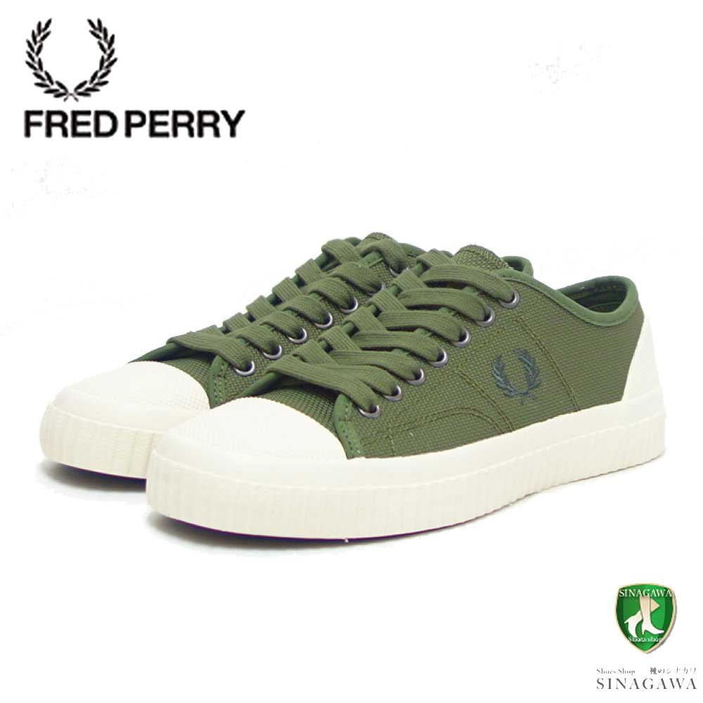 FRED PERRY フレッドペリー B5322 Q50(ユニセックス)HUGHES LOW TEXTURD POLY カラー:Parka Green 人工繊維 ローカットスニーカー テニスシューズ 「靴」
