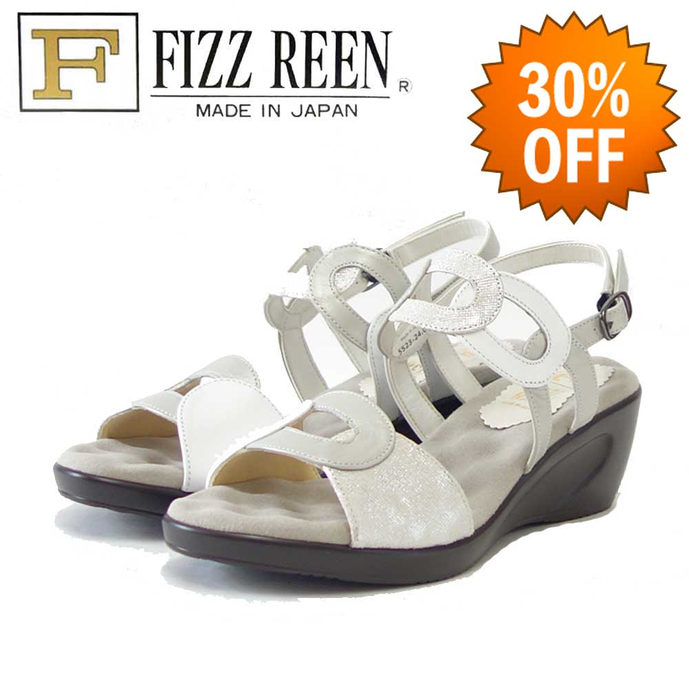 【SALE 30%OFF】 フィズリーン FIZZ REEN 5523 ホワイト(レディースサンダル) 天然皮革 ウェッジサンダル EEEのバックストラップ(日本製) コンフォート カジュアル 3E「靴」