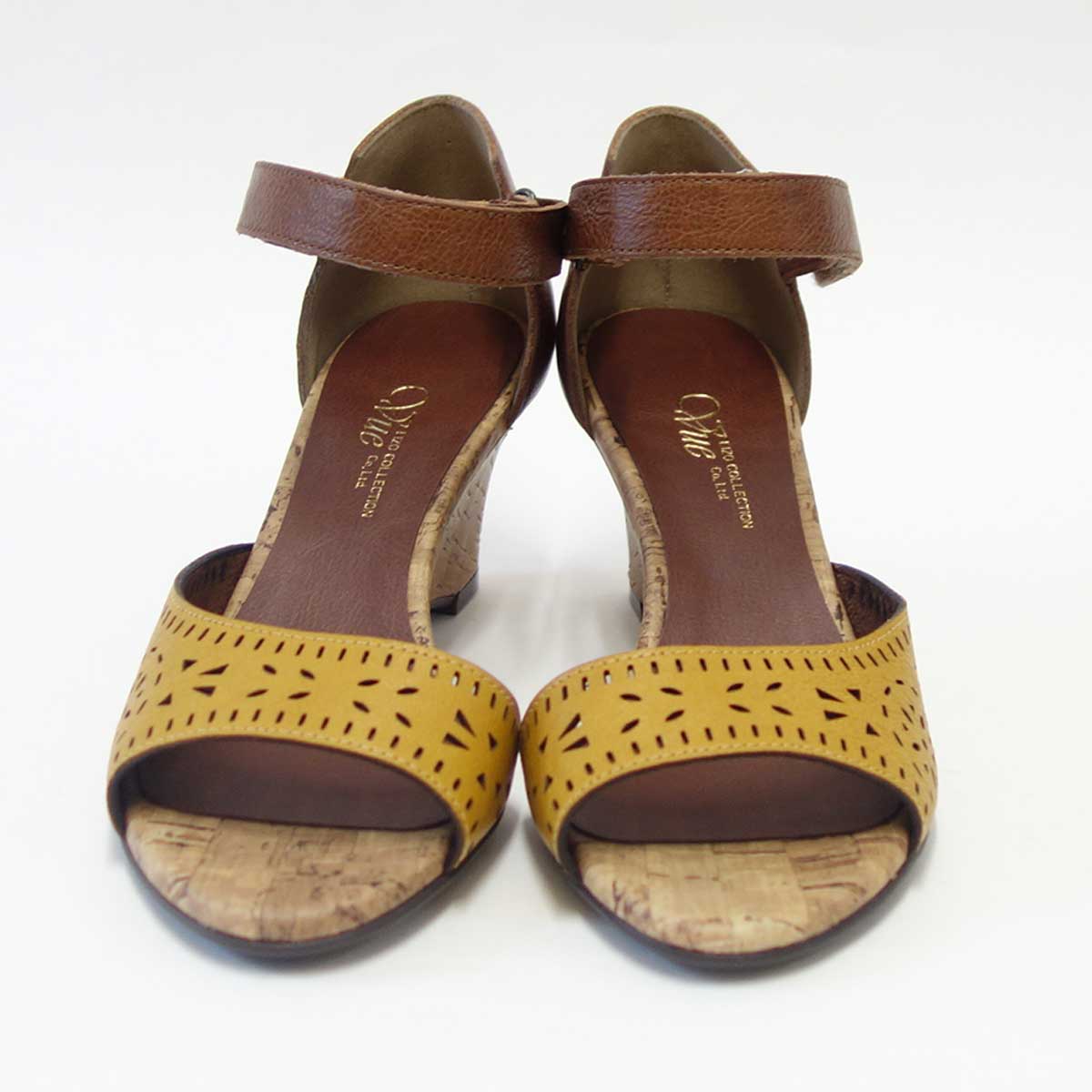 【SALE 50%OFF】 Vue ビュー EIZO Collection 55571 イエロー/ブラウン オープントゥ ウェッジシューズ 「靴」
