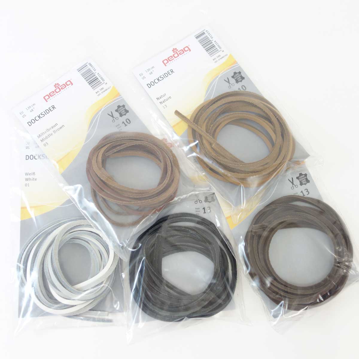 《メール便可》牛革製靴ひも(シューレース)レザータイプ(120cm) pedag ペダック LEATHER SHOE LACE 590(ドイツ製) ブーツやアウトドアシューズに最適(2本入り)