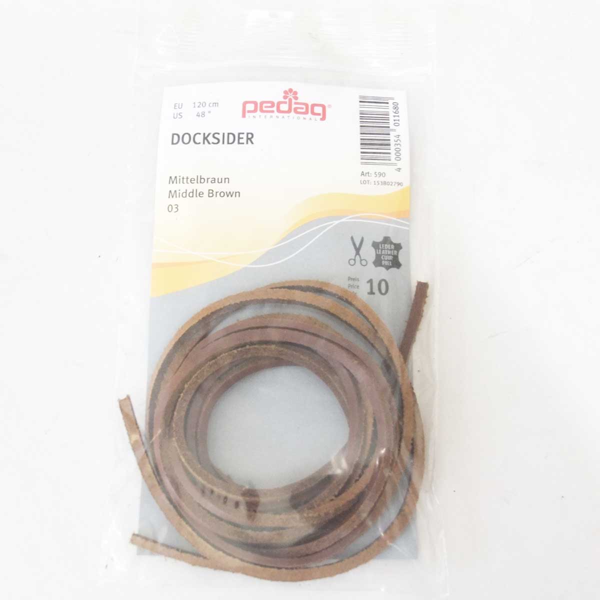 《メール便可》牛革製靴ひも(シューレース)レザータイプ(120cm) pedag ペダック LEATHER SHOE LACE 590(ドイツ製) ブーツやアウトドアシューズに最適(2本入り)