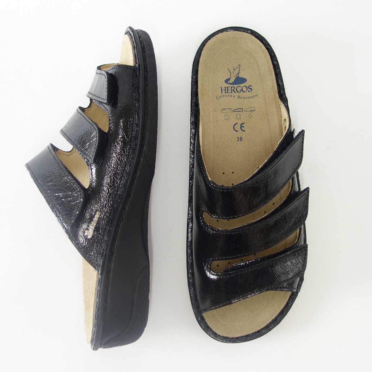 【SALE 50%OFF】 HERGOS H 611 ブラック(レディース) イタリア製コンフォートシューズ フッドベッドが足にベストフィット!快適サンダル 「靴」