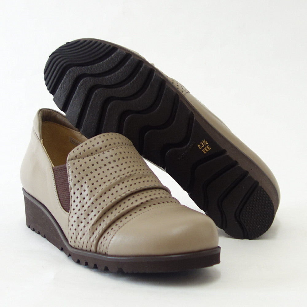 【SALE 40%OFF】 フィズリーン FIZZ REEN 6321 チャコールグレー(レディース) ゆったりEEE幅 ウェッジヒール 3.5cm ラウンドトゥ 甲深 スリッポン(日本製)「靴」