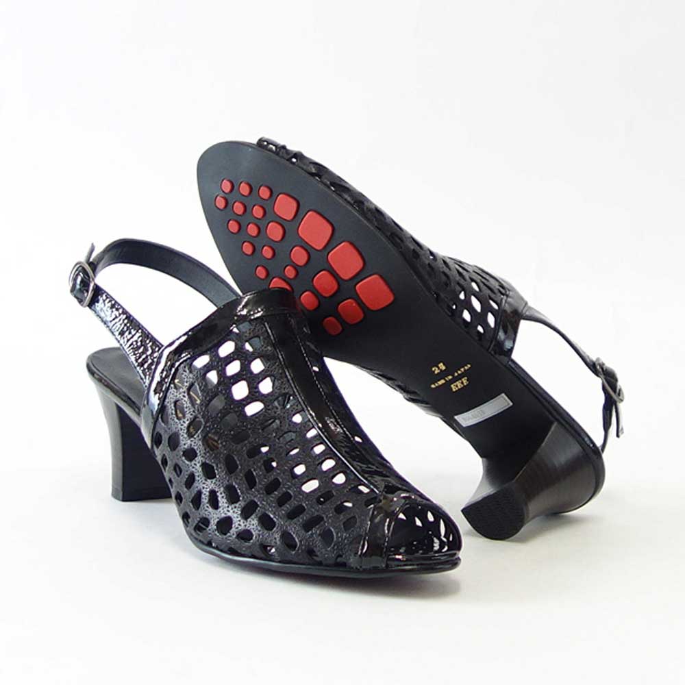 【SALE 20%OFF】 フィズリーン FIZZ REEN 6463 ブラック EEE幅のコンフォートサンダル レザー バックストラップシューズ 「靴」