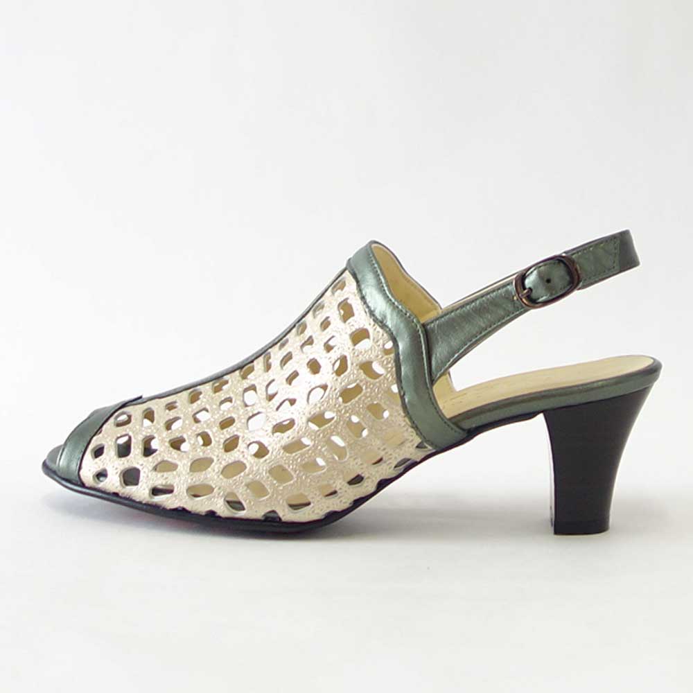 【SALE 30%OFF】 フィズリーン FIZZ REEN 6463 ゴールド/グリーン EEE幅のコンフォートサンダル レザー バックストラップシューズ 「靴」