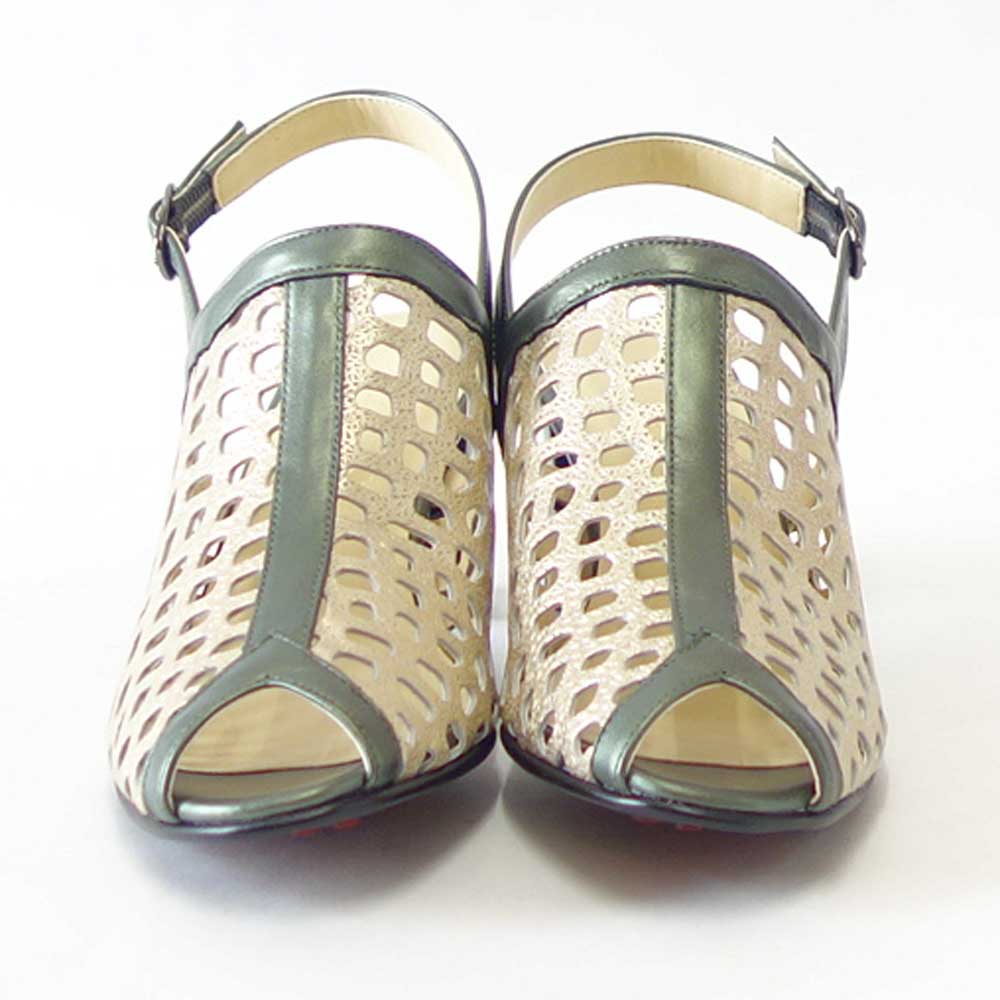 【SALE 30%OFF】 フィズリーン FIZZ REEN 6463 ゴールド/グリーン EEE幅のコンフォートサンダル レザー バックストラップシューズ 「靴」