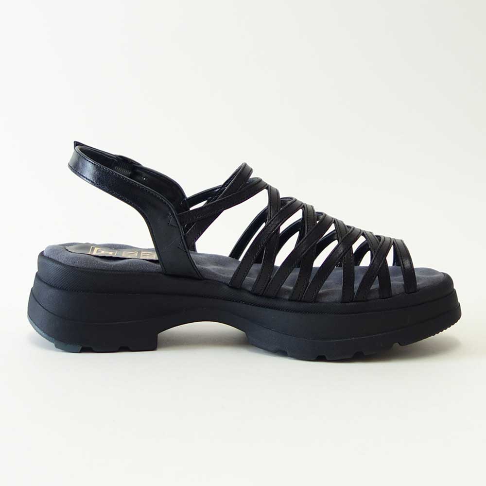 フィズリーンFIZZREEN21-6588ブラック(レディースサンダル)バックストラップEEEE厚底オープントゥサンダル(日本製)コンフォートカジュアル4E5cmヒール「靴」