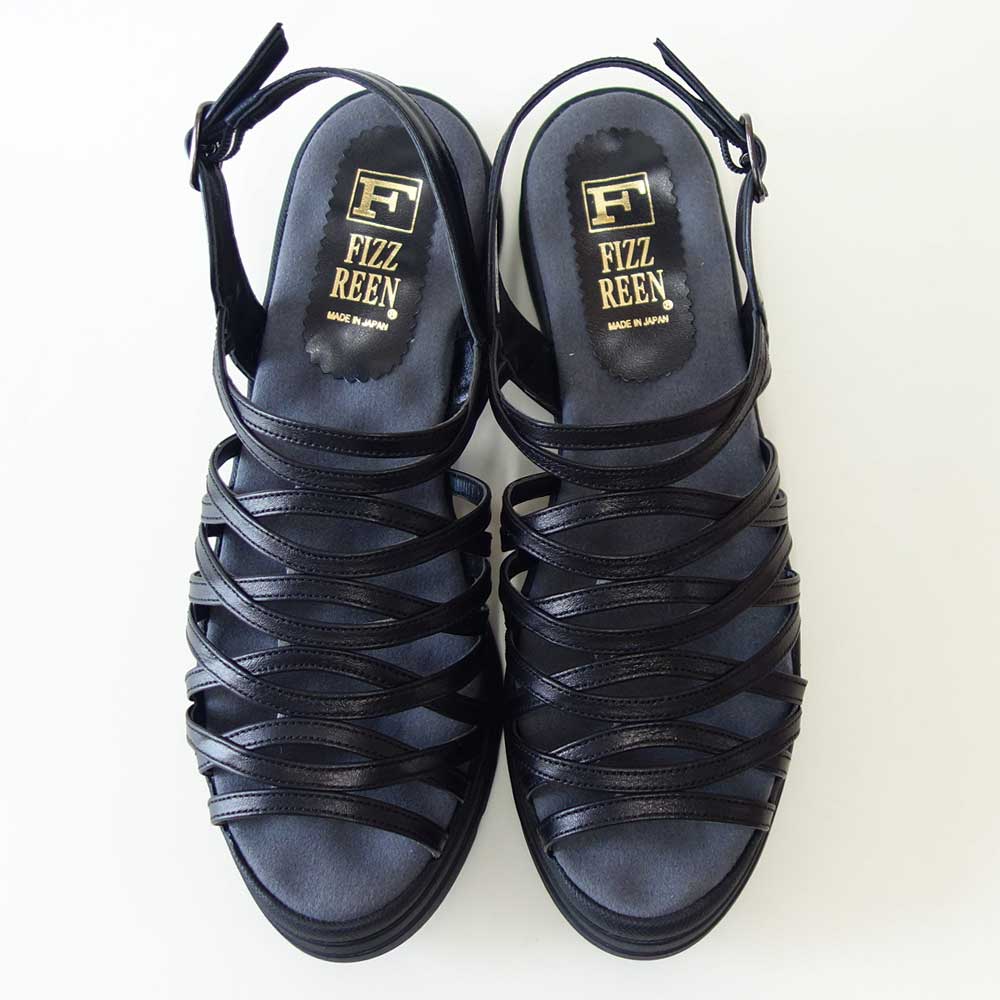 フィズリーンFIZZREEN21-6588ブラック(レディースサンダル)バックストラップEEEE厚底オープントゥサンダル(日本製)コンフォートカジュアル4E5cmヒール「靴」