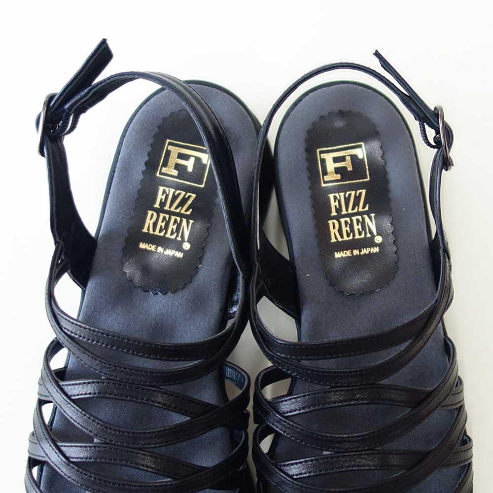 フィズリーンFIZZREEN21-6588ブラック(レディースサンダル)バックストラップEEEE厚底オープントゥサンダル(日本製)コンフォートカジュアル4E5cmヒール「靴」