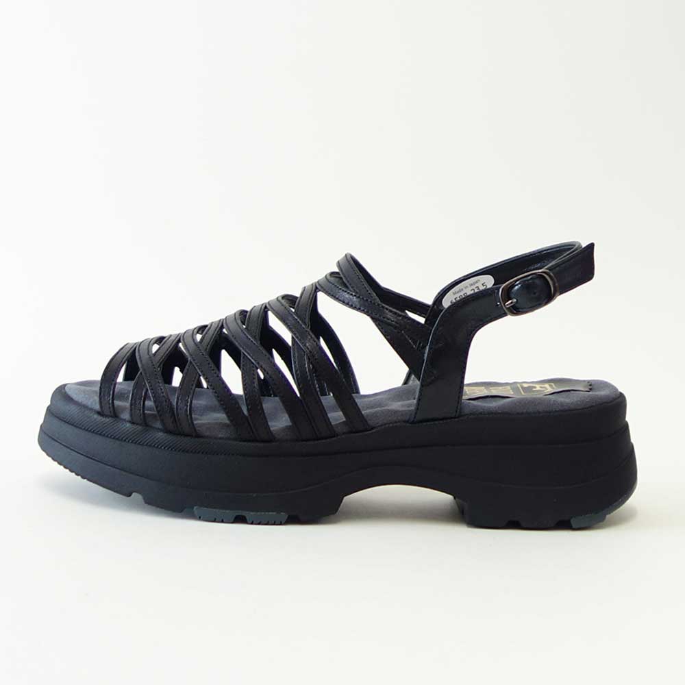 フィズリーンFIZZREEN21-6588ブラック(レディースサンダル)バックストラップEEEE厚底オープントゥサンダル(日本製)コンフォートカジュアル4E5cmヒール「靴」