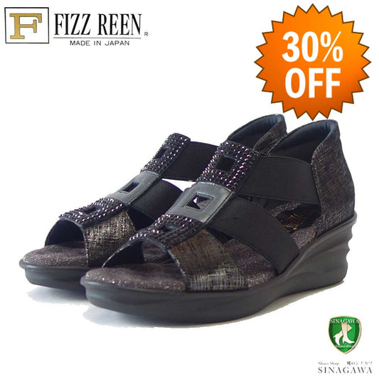 【SALE 30%OFF】 フィズリーン FIZZ REEN  6847 ブラック(レディースサンダル) 天然皮革 ウェッジサンダル EEEのオープントゥシューズ(日本製) コンフォート カジュアル 3E「靴」