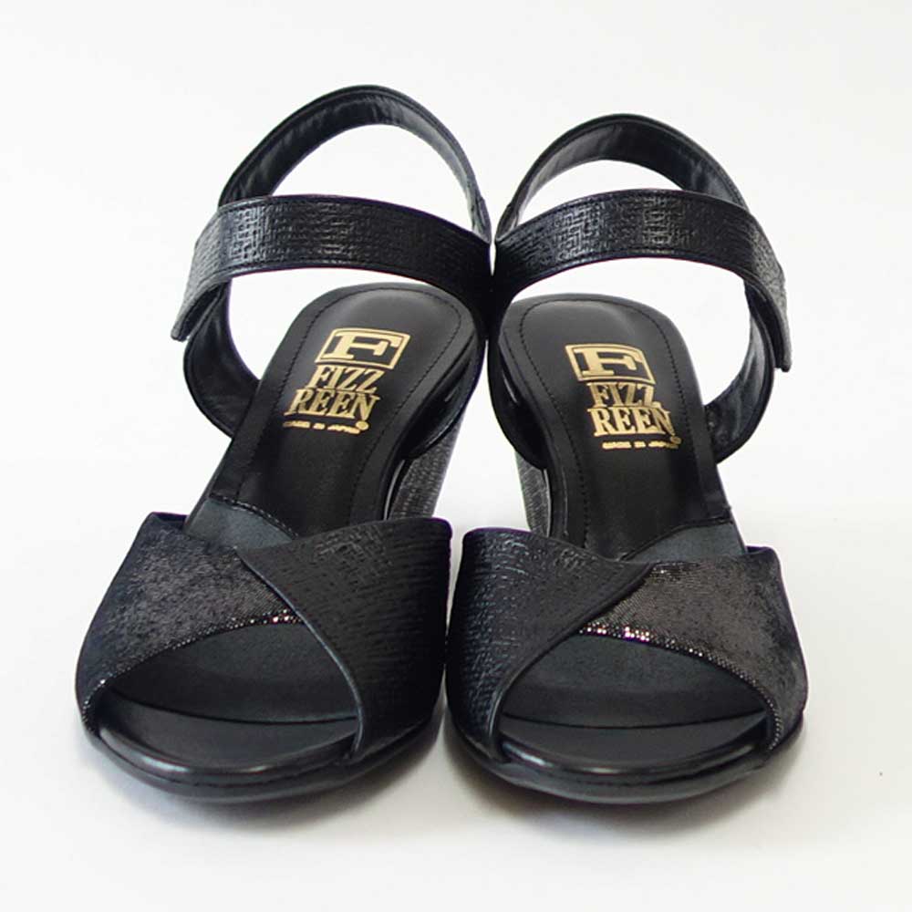 【SALE 40%OFF】 フィズリーン FIZZ REEN 6887 ブラック コンフォートサンダル ウェッジ バックストラップ アンクルストラップ「靴」