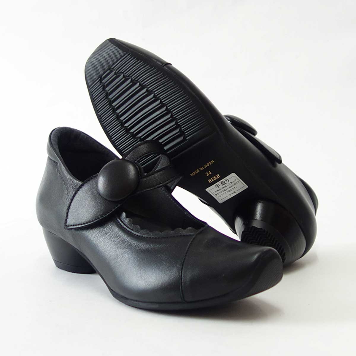 VIGEVANO ビジェバノ 7002 ブラック(日本製)ゆったりEEEE ストラップパンプス「靴」 母の日 おすすめ ギフト