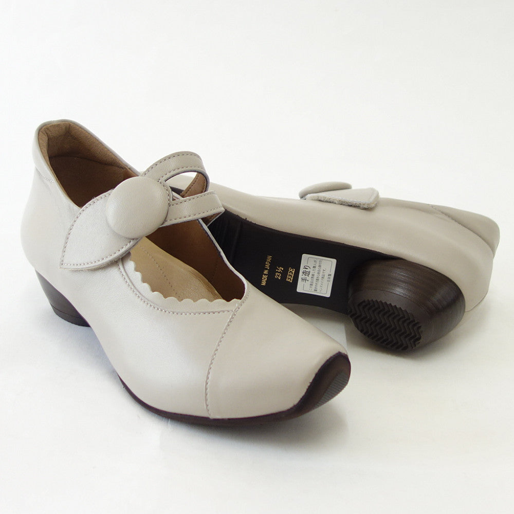 VIGEVANO ビジェバノ 7002 グレージュ(日本製)ゆったりEEEE ストラップパンプス「靴」