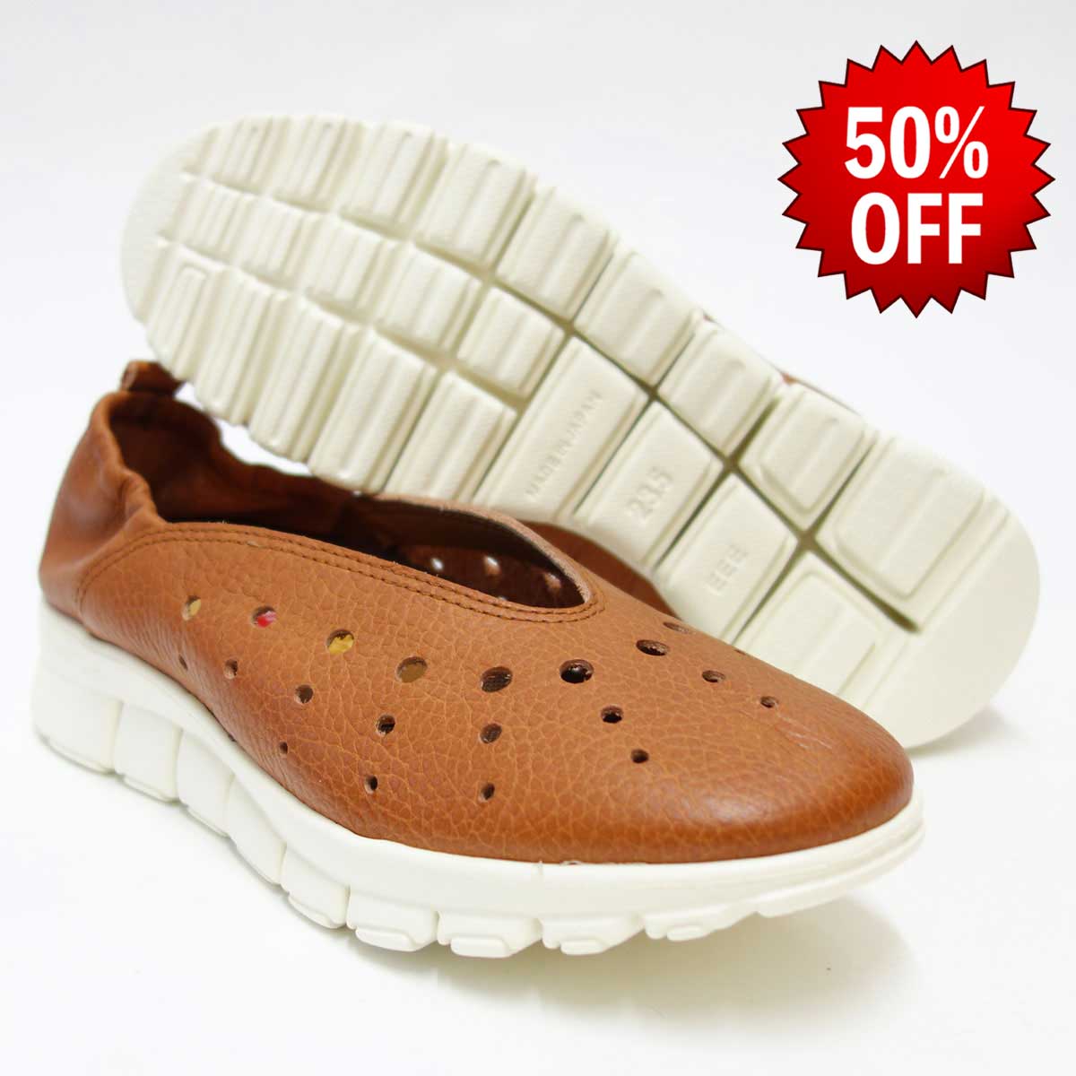 【SALE 50%OFF】 軽量・ゆったりEEEの楽ちんシューズ Hina Day Green ヒナ 7010 ブリック (レディース)日本製 天然皮革のカジュアルシューズ 「靴」