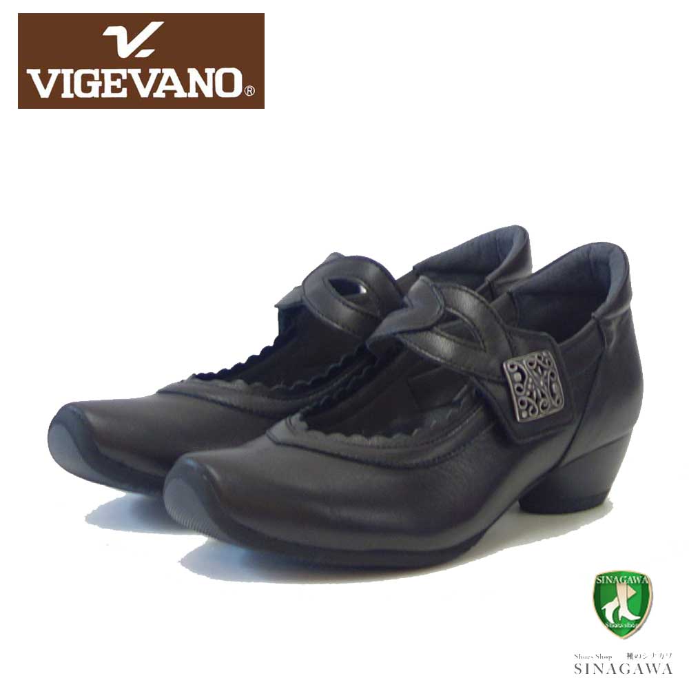 VIGEVANO ビジェバノ 7026 ブラック(日本製)ゆったりEEEE ストラップパンプス コンフォートシューズ 展開サイズ 23cm 24cm 25cm「靴」