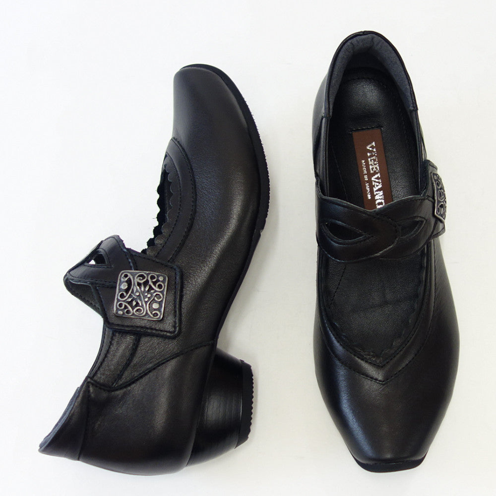 VIGEVANO ビジェバノ 7026 ブラック(日本製)ゆったりEEEE ストラップパンプス コンフォートシューズ 展開サイズ 23cm 24cm 25cm「靴」