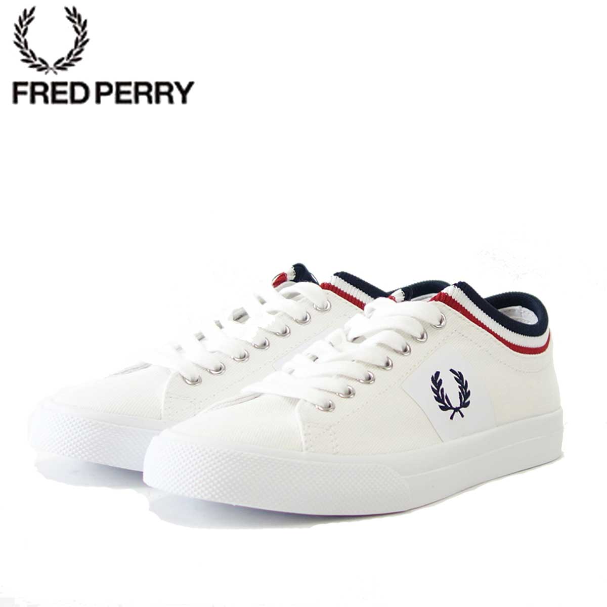FRED PERRY フレッドペリー B7106(ユニセックス)Underspin Tipped Cuff Twill カラー:ホワイト/ネイビー(100A) 「靴」