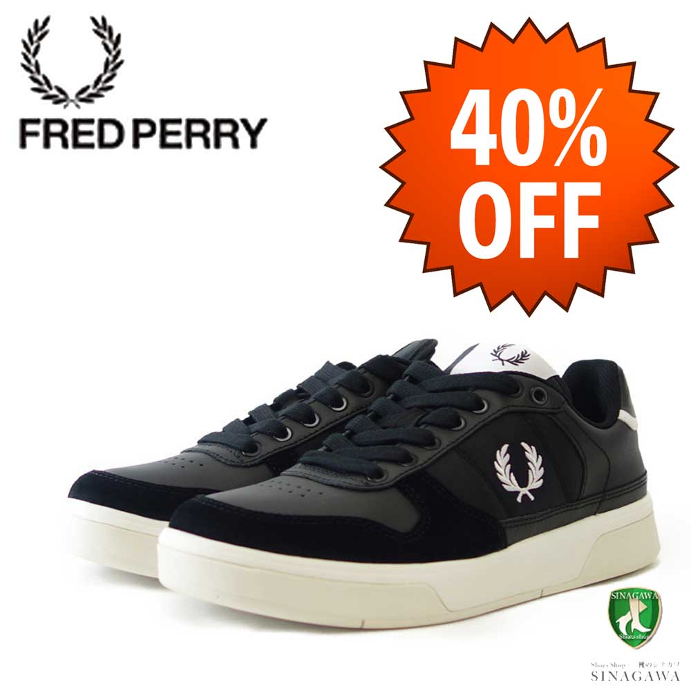 【SALE 40%OFF】 フレッドペリー FRED PERRY B7123 102(ユニセックス)B300 B300 Leather/Poly カラー:BLACK / WHITE テニスシューズ レザースニーカー「靴」