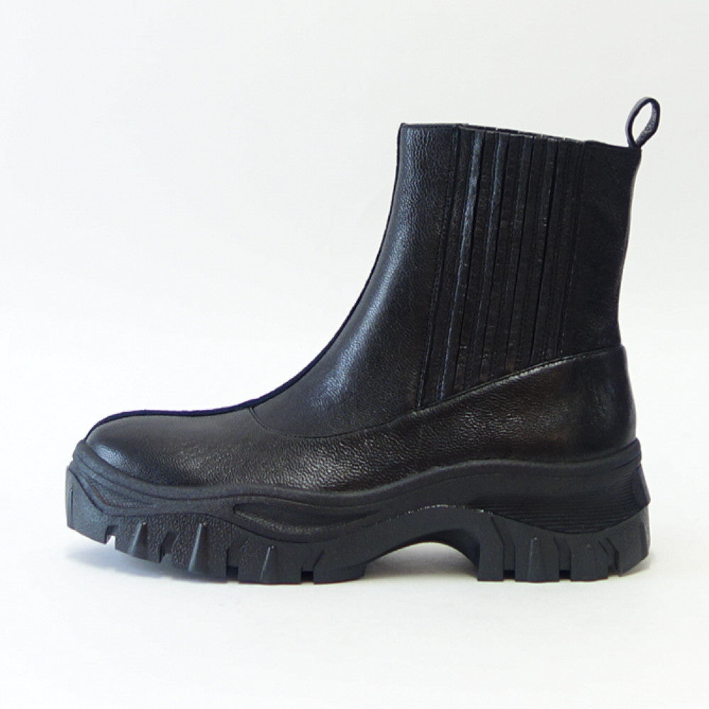yuko imanishi + ユーコ イマニシ+ 716038 RINO ブラック サイドゴアブーツ ショートブーツ 厚底 展開サイズ 23cm 23.5cm 24cm 24.5cm「靴」