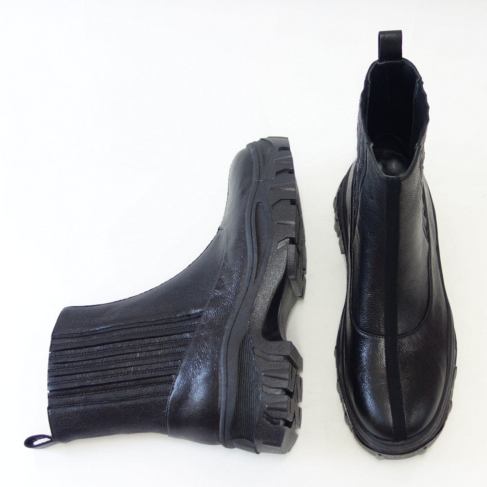 yuko imanishi + ユーコ イマニシ+ 716038 RINO ブラック サイドゴアブーツ ショートブーツ 厚底 展開サイズ 23cm 23.5cm 24cm 24.5cm「靴」