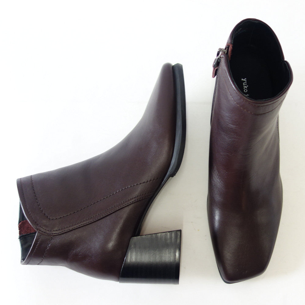 yuko imanishi + ユーコ イマニシ+ 737033 ダークブラウン サイドジップブーツ  6.5cmヒール ショートブーツ  展開サイズ 23.5cm 24cm 24.5cm「靴」