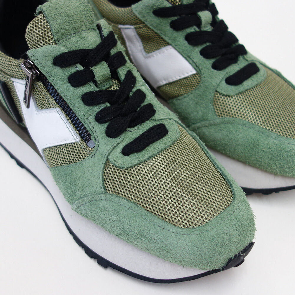 ユーコイマニシyukoimanishi+746050DANカーキ上質レザースニーカー厚底サイドジップ「靴」