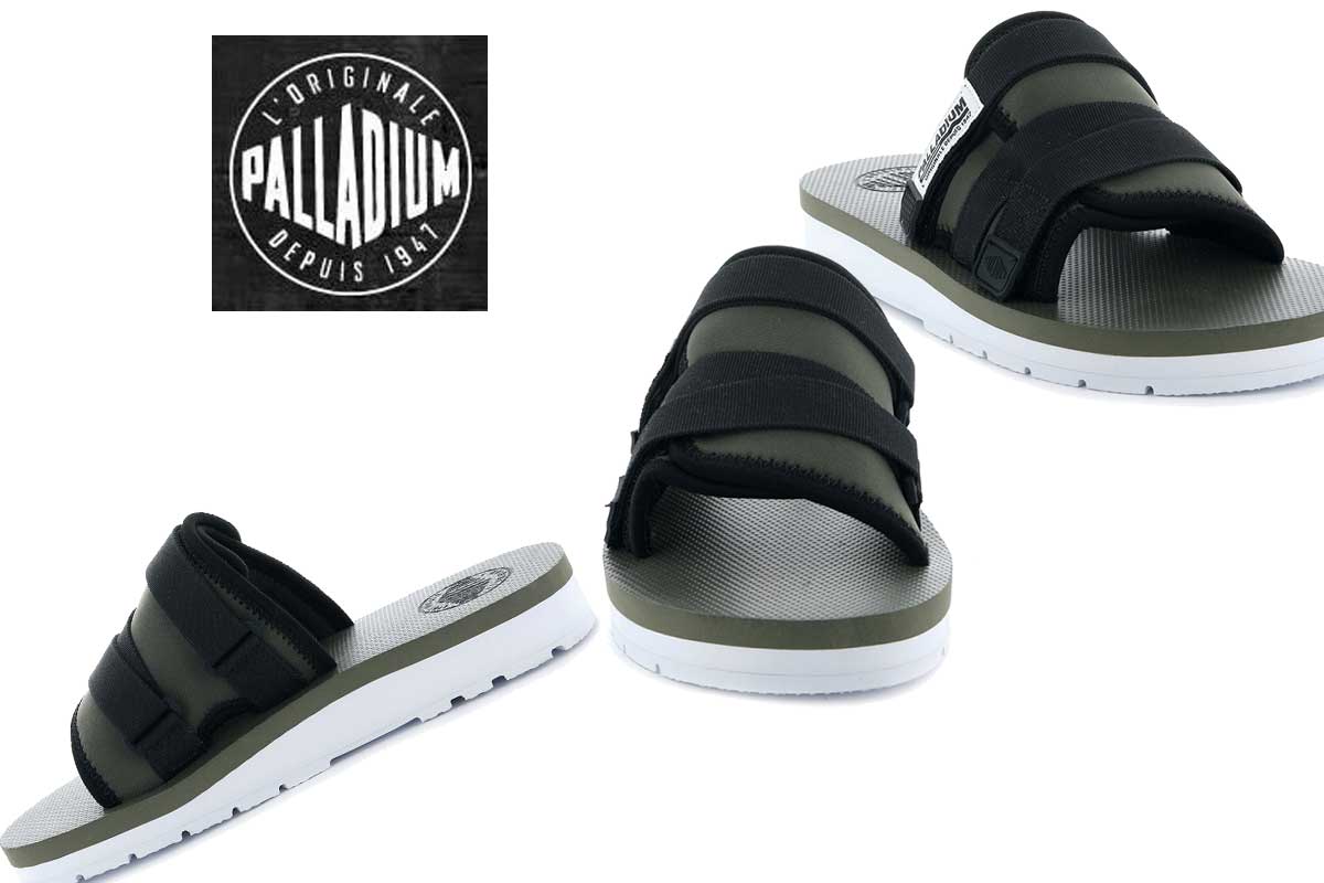 PALLADIUM パラディウム Outdoorsy スライド 75790 カーキ (ユニセックス) ベルクロストラップ アウトドアサンダル 「靴」