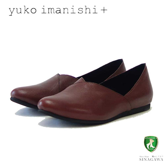ユーコ イマニシ yuko imanishi +   76149 レッドブラウン 甲深 Vカット フラット スリッポンシューズ  展開サイズ 23cm 23.5cm 24cm「靴」