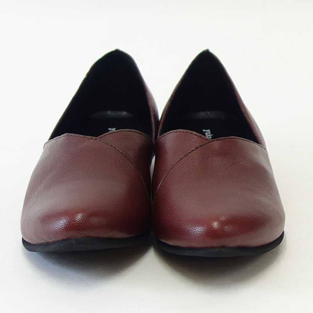 ユーコ イマニシ yuko imanishi + 76149 レッドブラウン 甲深 Vカット フラット スリッポンシューズ 展開サイズ 23cm 23.5cm 24cm「靴」