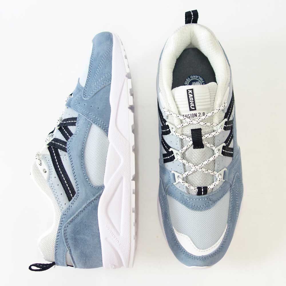 【SALE 20%OFF】 カルフ KARHU 804148 FUSION 2.0(フュージョン) カラー:Ashley Blue / Jet Black (ユニセックス) レザースニーカー レディース ウォーキング 「靴」