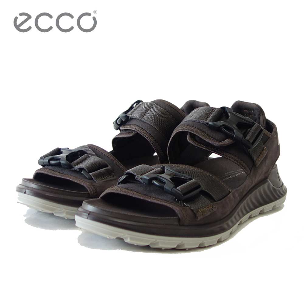 エコー ECCO EXOWRAP M 2S BUCKLE ダークブラウン 81181450670(メンズ)天然皮革 ストレッチ 3点ストラップ スポーツサンダル「靴」